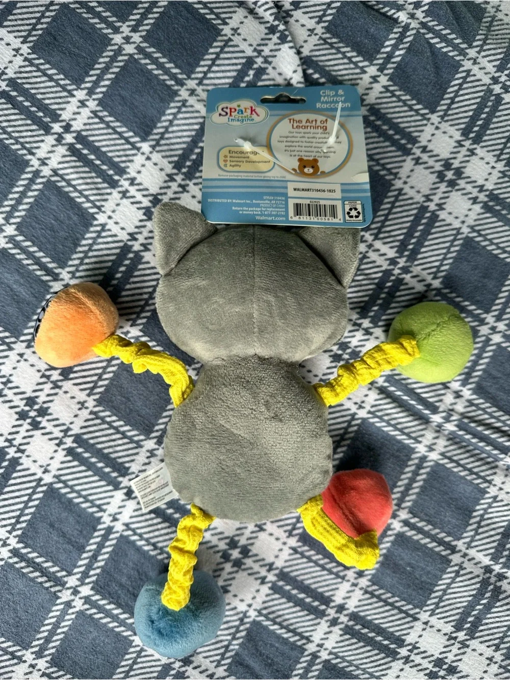 Spark! Creations Raccoon Clip & Mirror Soft Toy - Multicolor